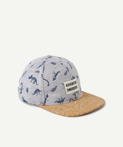 Boy radius - BOYS' COTTON CAP PRINTED WITH DINOSAURS AND WITH A PATCH