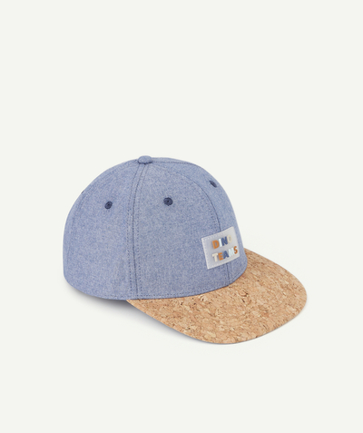 Hat, cap Tao Categories - BOYS' COTTON CAP WITH A CORK-EFFECT VISOR AND A PATCH