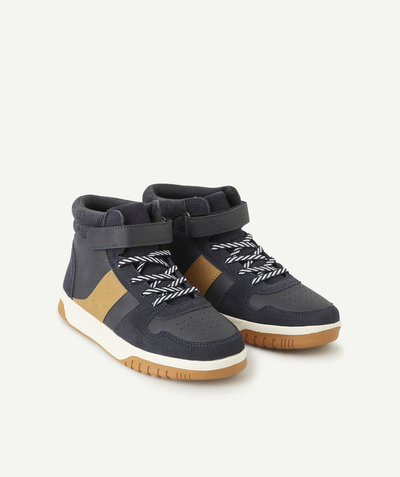Boy radius - BOYS' NAVY AND BROWN VELCRO AND LACE-UP HIGH-TOP TRAINERS