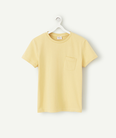 T-shirt  radius - BOYS' YELLOW SHORT-SLEEVED T-SHIRT WITH A POCKET