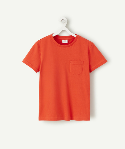 T-shirt  radius - BOYS' RED SHORT-SLEEVED T-SHIRT WITH A POCKET