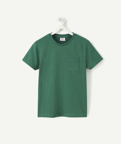 T-shirt  radius - BOYS' FOREST GREEN SHORT-SLEEVED T-SHIRT WITH A POCKET