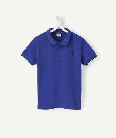 T-shirt  radius - BOYS' ELECTRIC BLUE COTTON POLO SHIRT WITH EMBROIDERED SURF MOTIFS