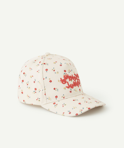 Baby-girl radius - BABY GIRLS' CAP WITH A FRUITY PRINT AND A RED MESSAGE