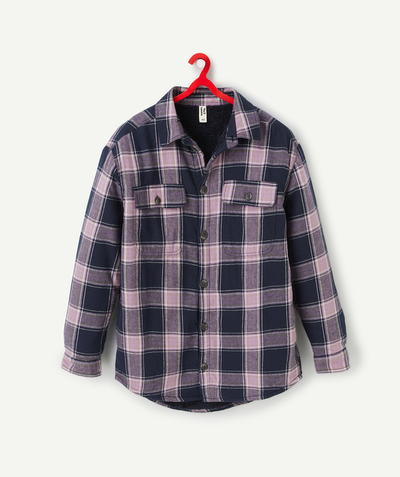 New collection Sub radius in - GIRLS' NAVY AND PURPLE SHERPA-LINED CHECKED OVERSHIRT