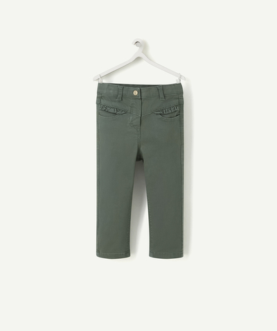 Trousers radius - BABY GIRLS' GREEN SLIM-FIT TROUSERS WITH FRILLY POCKETS