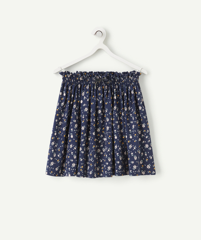 Girl radius - GIRLS' NAVY BLUE KNIT SKIRT WITH A FLORAL PRINT