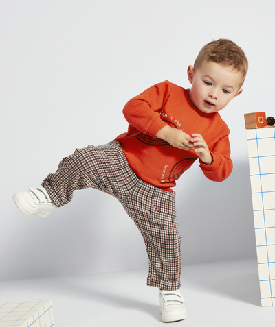 Our latest looks radius - BABY BOYS' BLUE AND BROWN CHECKED TROUSERS
