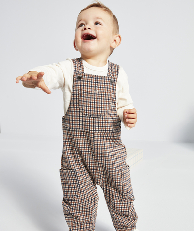 Our latest looks radius - BABY BOYS' CHECKED DUNGAREES WITH POPPERS
