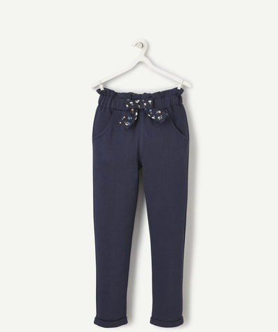 Nice price radius - GIRLS' NAVY RECYCLED FIBRE JOGGERS WITH FLORAL BOW