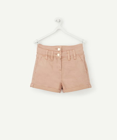 Collection ECODESIGN Rayon - SHORT TAILLE HAUTE FILLE EN FIBRES RECYCLÉES ROSE