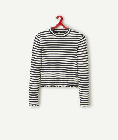 New collection Sub radius in - GIRLS' LONG-SLEEVED RIBBED ORGANIC COTTON T-SHIRT