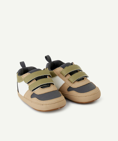 Fashion Tao Categories - BABY BOYS' TRAINER-STYLE KHAKI AND BROWN BOOTIES