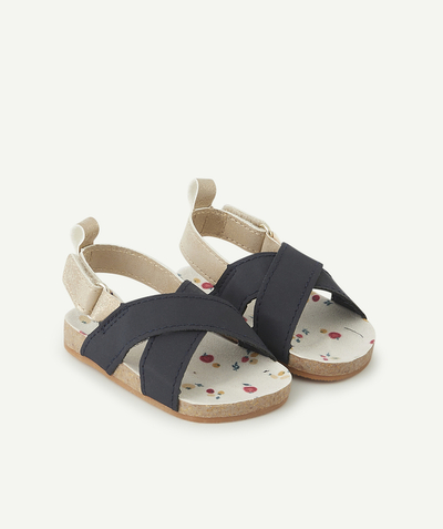 Accessories radius - BABY GIRLS' NAVY AND GOLD SANDAL-STYLE BOOTIES