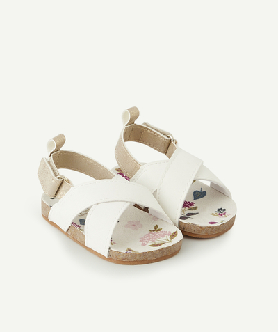 Accessories radius - BABY GIRLS' WHITE AND GOLD SANDAL-STYLE BOOTIES