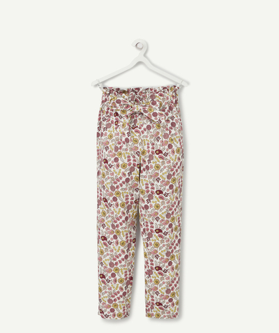 Girl radius - GIRLS' FLOWING TROUSERS IN ECO-FRIENDLY VISCOSE WITH A FLORAL PRINT