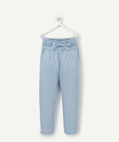 Back to school collection radius - GIRLS' BLUE LOW-IMPACT DENIM FLOATY TROUSERS