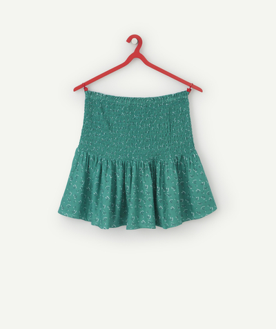 New collection Sub radius in - GIRLS' GREEN AND PRINTED ECO-FRIENDLY VISCOSE ELASTICATED SKIRT