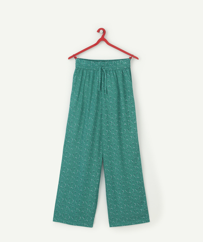 New collection Sub radius in - GIRLS' GREEN PRINTED FLOATY ECO-FRIENDLY VISCOSE TROUSERS
