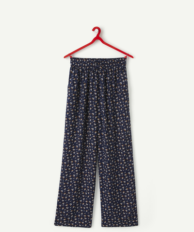 Fashion Tao Categories - GIRLS' NAVY FLORAL FLOATY ECO-FRIENDLY VISCOSE TROUSERS