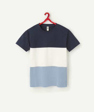 T-shirt  radius - BOYS' BLUE AND CREAM ORGANIC COTTON COLOURBLOCK T-SHIRT