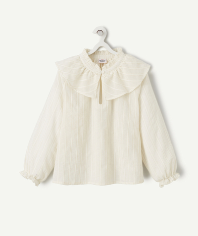 Back to school collection radius - GIRLS' CREAM LARGE COLLAR BLOUSE WITH GOLD PIPING