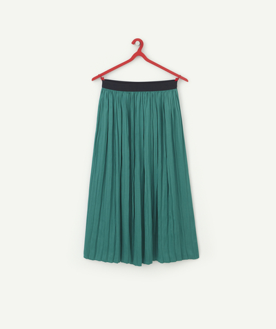 New collection Sub radius in - GIRLS' LONG GREEN PLEATED SKIRT