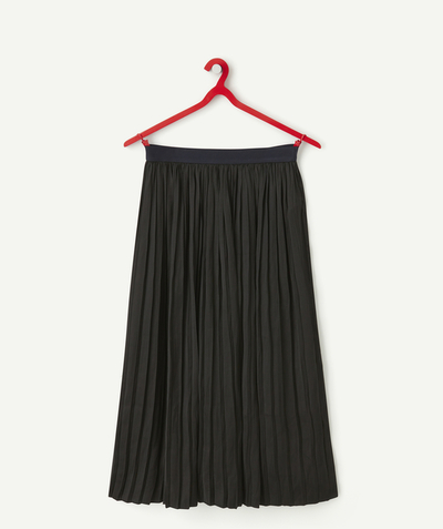 Skirt radius - GIRLS' LONG BLACK PLEATED SKIRT
