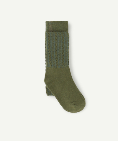 Tights and socks family - PAIR OF GIRLS' GREEN KNITTED TIGHTS