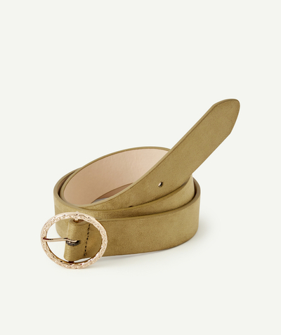 Girl radius - GIRLS' KHAKI BELT WITH A ROUND GOLD COLOR BUCKLE