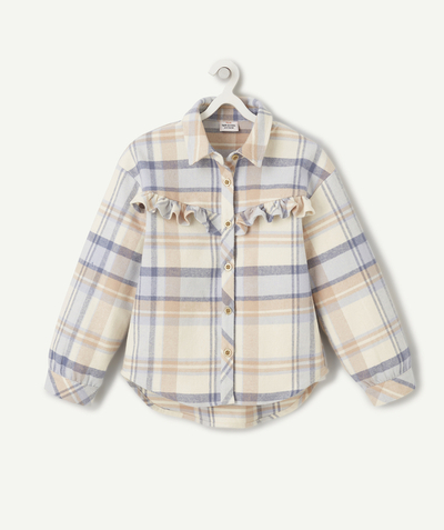Our latest looks radius - GIRLS' BLUE AND BEIGE CHECKED SHIRT WITH OVERSIZED SLEEVES