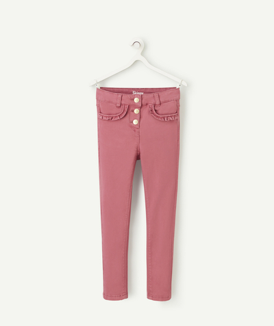 Nice price radius - GIRLS' SKINNY TROUSERS IN RECYCLED FIBRES AND PINK DENIM WITH RUFFLES