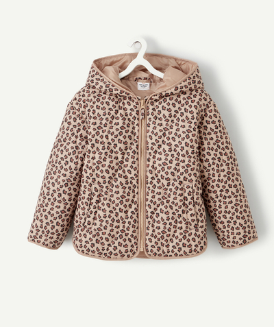 Girl radius - GIRLS' LEOPARD PUFFER JACKET WITH RECYCLED PADDING