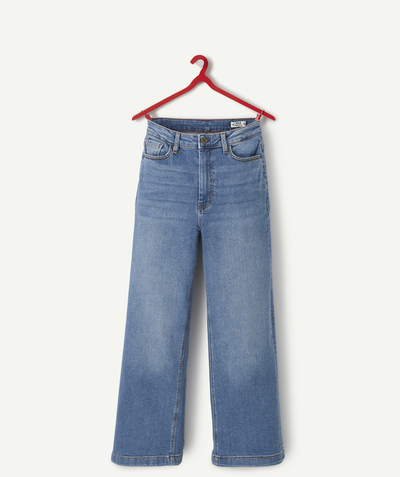 New collection Sub radius in - GIRLS' LIGHT BLUE WIDE-LEG LOW-IMPACT DENIM TROUSERS