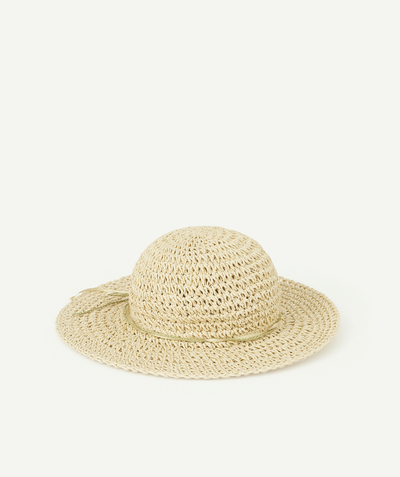 Girl radius - GIRLS' STRAW HAT WITH STRING AND BOWS
