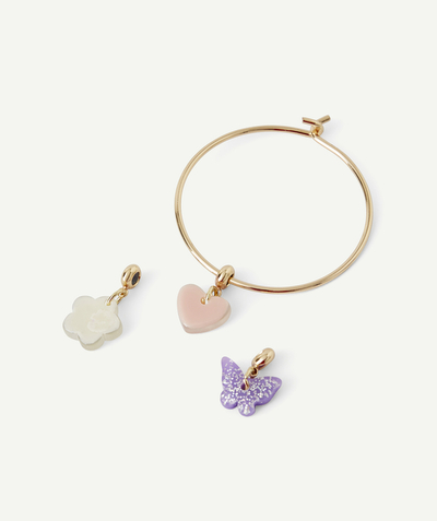 Girl radius - GIRLS' GOLD BRACELET WITH HEART, FLOWER AND BUTTERFLY CHARMS