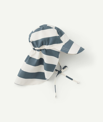 Nursery Tao Categories - OFF-WHITE AND BLUE STRIPED NECK PROTECTION CAP