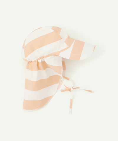 Nursery Tao Categories - OFF-WHITE AND PEACH STRIPED NECK PROTECTION CAP