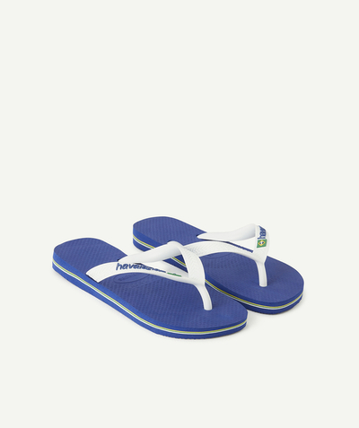 Sandals - moccasins radius - BOYS' BLUE AND WHITE FLIP-FLOPS WITH A BRAZIL LOGO