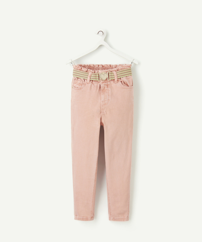 Girl radius - GIRLS' PINK RECYCLED FIBRE TROUSERS WITH A SEQUINNED WAISTBAND