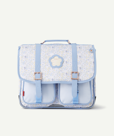 Girl radius - SKY BLUE AND FLORAL PRINT SCHOOL BAG WITH DOUBLE GUSSET
