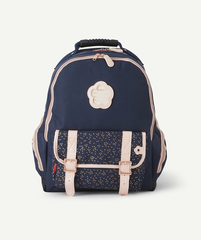 Girl radius - NAVY BLUE POLKA DOTS AND PINK BACKPACK WITH DOUBLE COMPARTMENT