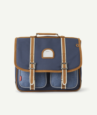 Boy radius - NAVY BLUE AND BROWN SCHOOL BAG WITH DOUBLE GUSSET
