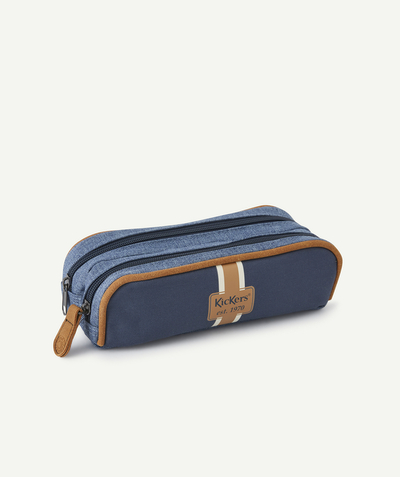 Boy radius - NAVY BLUE AND BROWN PENCIL CASE WITH DOUBLE COMPARTMENT