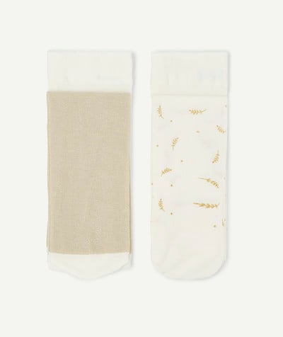 Special occasions' accessories radius - TWO PAIRS OF WHITE AND GOLD TIGHTS IN VOILE