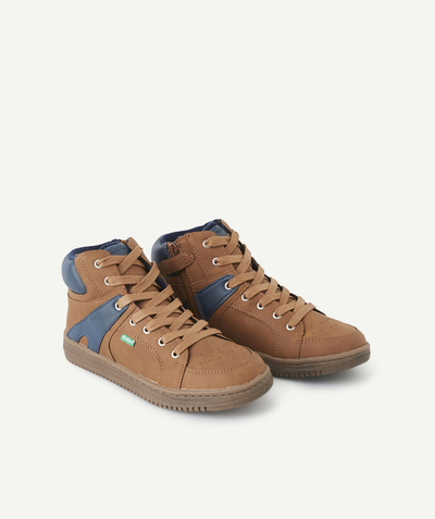 KICKERS ® Afdeling,Afdeling - BOYS' LOWELL TAN BLUE HIGH-TOP TRAINERS