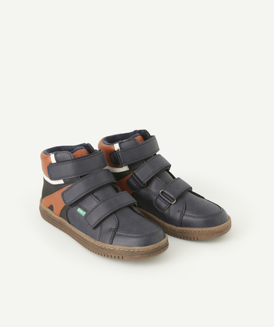 KICKERS ® Afdeling,Afdeling - LOHAN BOYS' BLACK, CAMEL AND NAVY HIGH-TOP TRAINERS