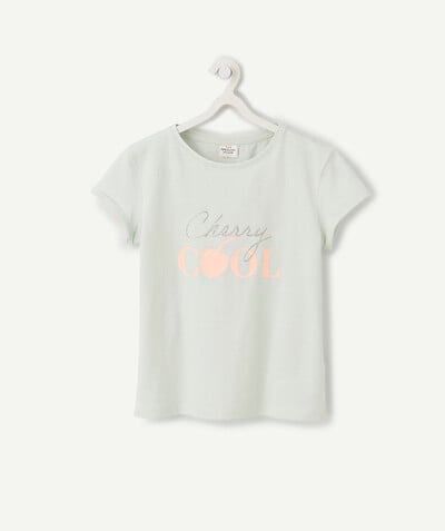 Girl radius - SEA GREEN T-SHIRT IN ORGANIC COTTON WITH A SPARKLING MESSAGE