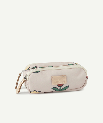 Girl radius - GIRLS' DOUBLE-COMPARTMENT FLORAL PRINT PENCIL CASE