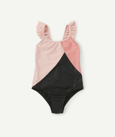 Girl radius - GIRLS' PINK AND BLACK RECYCLED FIBRE SWIMSUIT